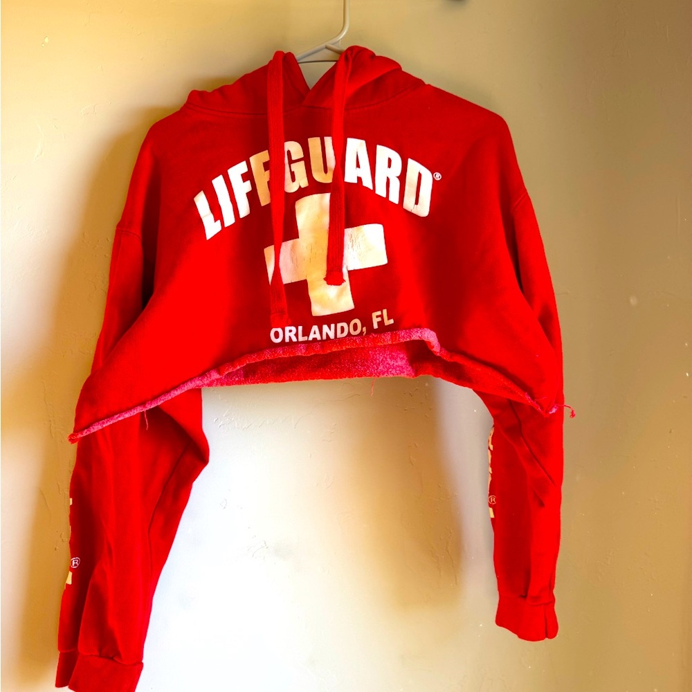 Lifeguard cropped red hoodie